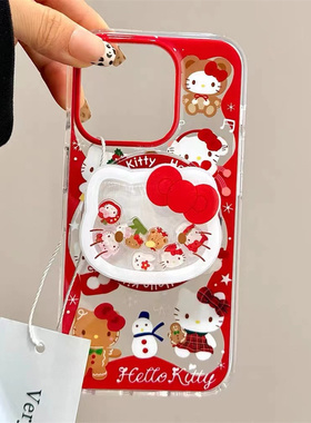 喜庆红色KT猫磁吸支架适用OPPOreno9手机壳10pro软a58/a93/6女72k12x防摔findx7pro/x6/A2pro个性k9创意A1a55