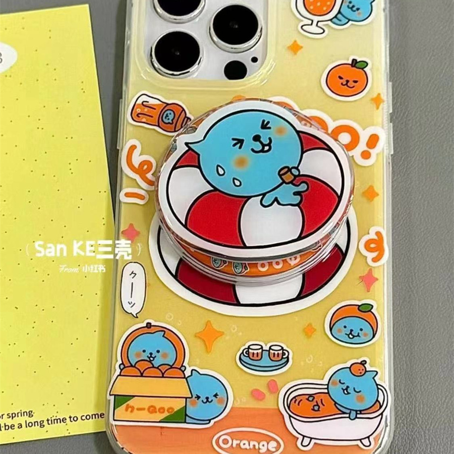 卡通泳圈酷儿磁吸支架适用红米k70手机壳60e/40/50note13pro软11防摔8/9全包turbo3女12/k50游戏增强至尊版小