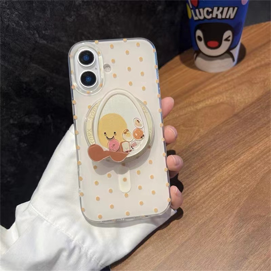 水煮蛋摇摇乐磁吸支架适用小米14手机壳12pro软mix4防摔civi3全包10青春版60E女k70红米turbo3/note13pro/k50