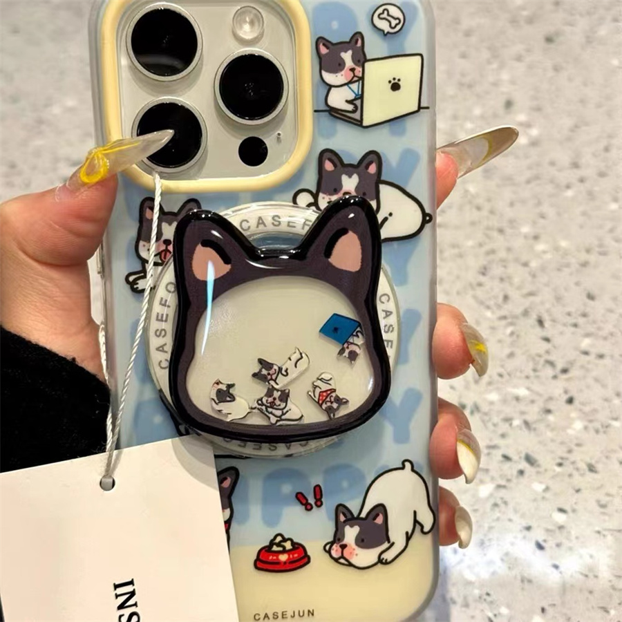 英文哈巴狗萌磁吸支架适用红米k70手机壳60e/40/50note13pro软11防摔8/9全包turbo3女12/k50游戏增强至尊版小