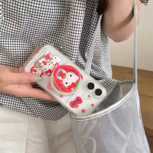 趣味秋千KT猫磁吸支架适用OPPOreno9手机壳10pro软a58/a93/6女72k12x防摔findx7pro/x6/A2pro个性k9创意A1a55