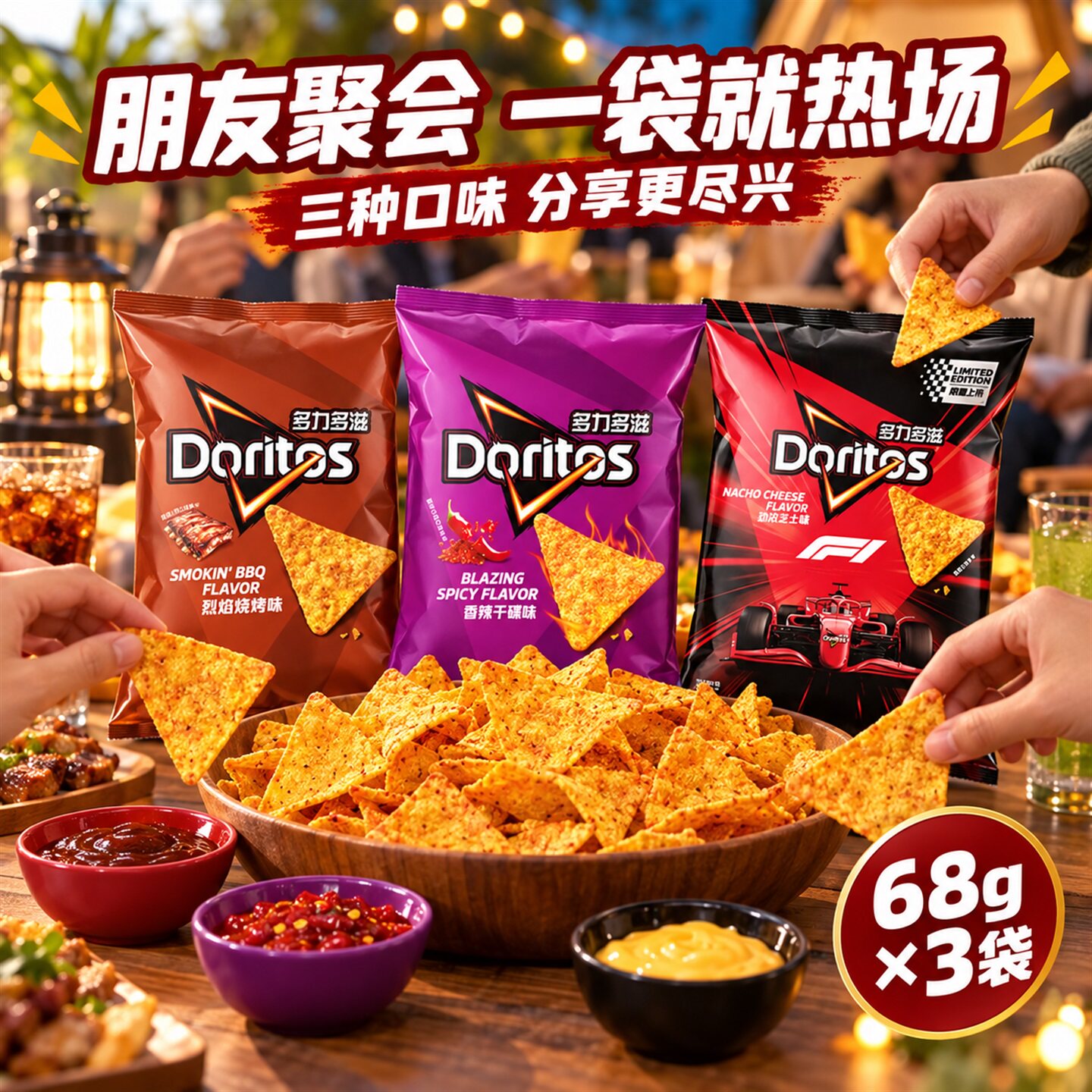 多力多滋玉米片乐事doritos三角薯片零食即食独立小包装芝士味