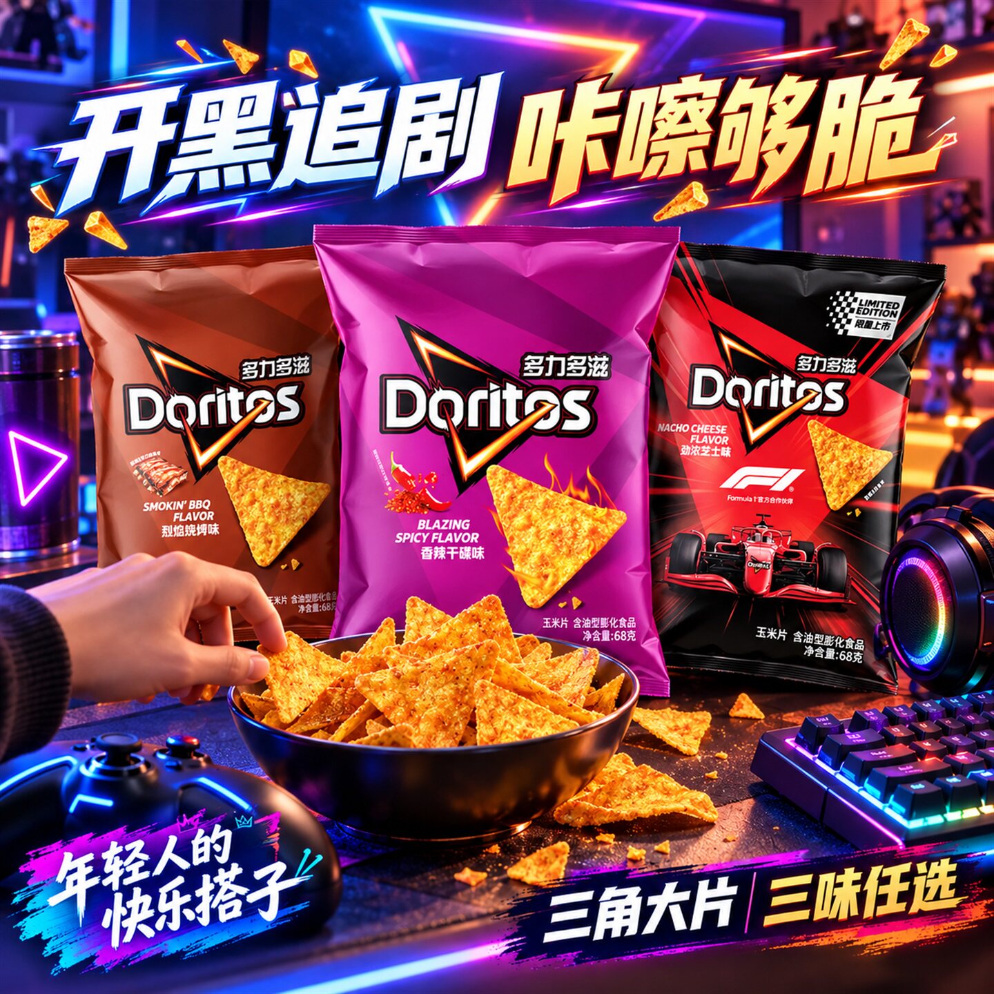 多力多滋玉米片乐事doritos三角薯片零食即食独立小包装芝士味