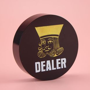 GOWKE德州扑克大号庄码DEALERALLIN牌子黑水晶透明压牌可定做定制