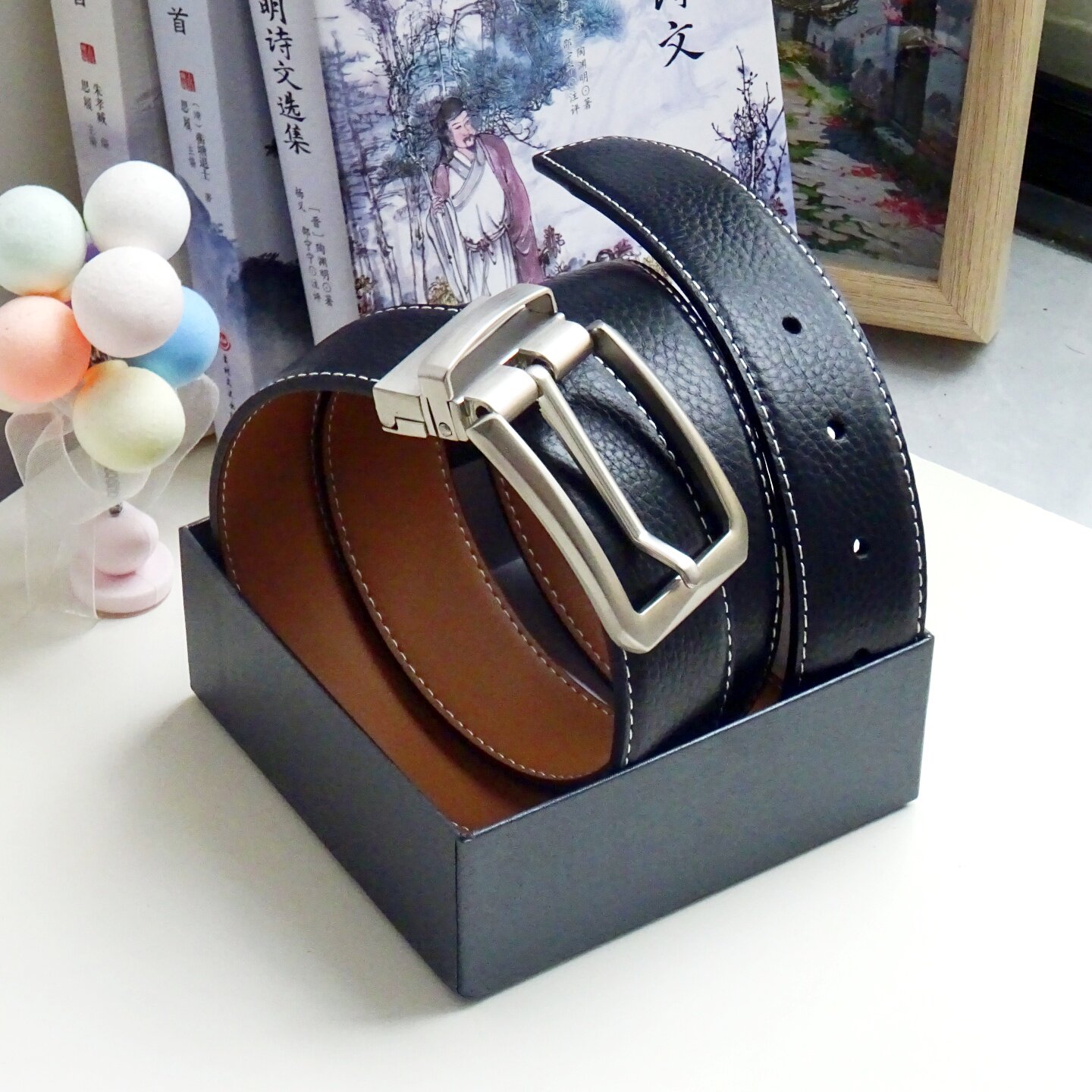 皮带男士牛仔裤带牛皮休闲两用皮带男中年青年针扣腰带男打孔双面