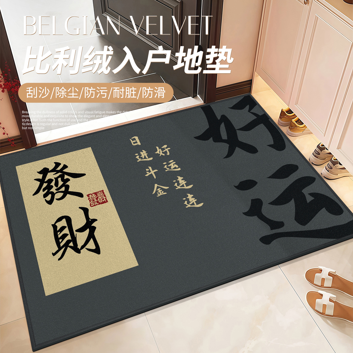 高级入户门地垫防滑防水可擦免洗脚垫家用门厅进门蹭脚垫玄关地毯