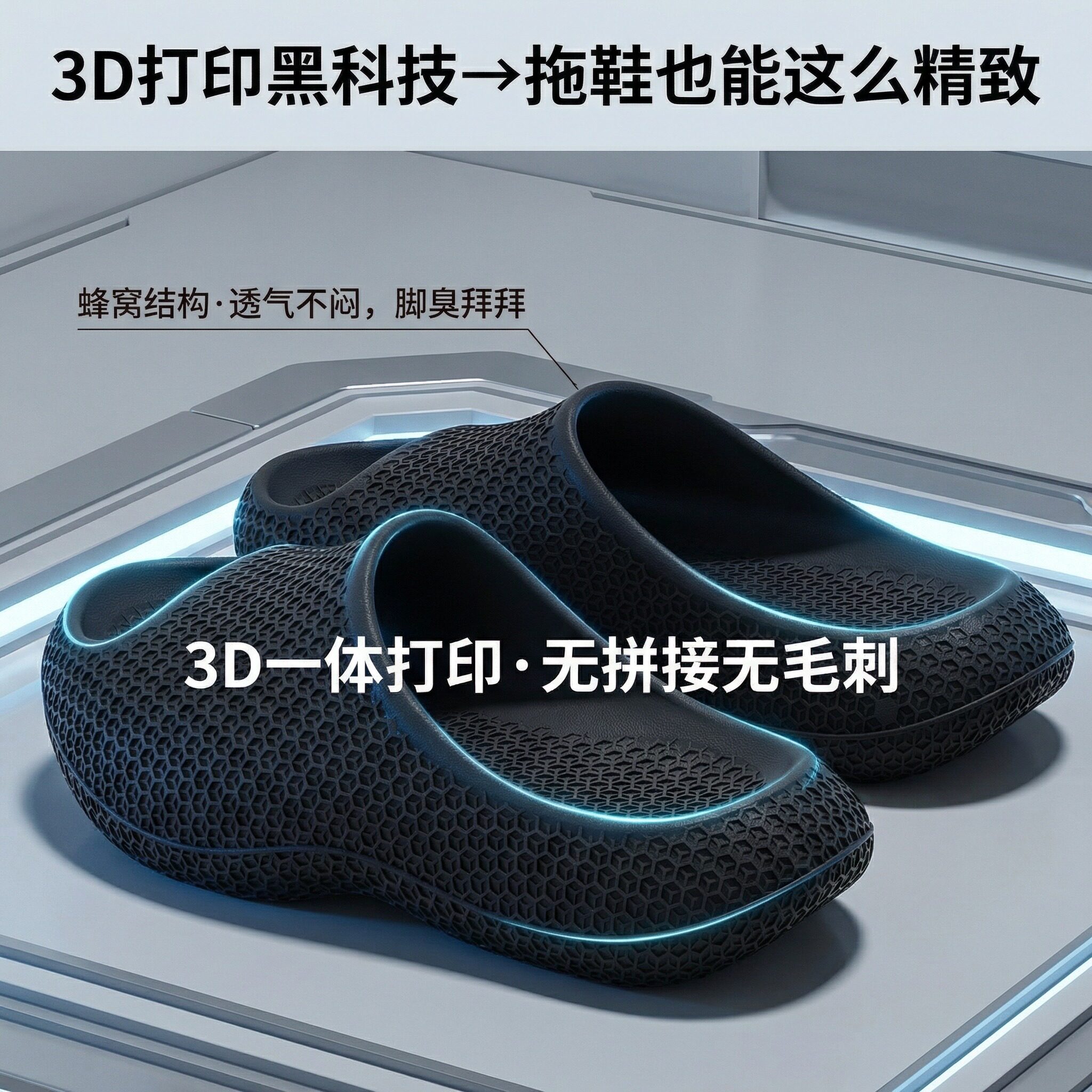 3D打印鞋运动恢复拖鞋男女士图片