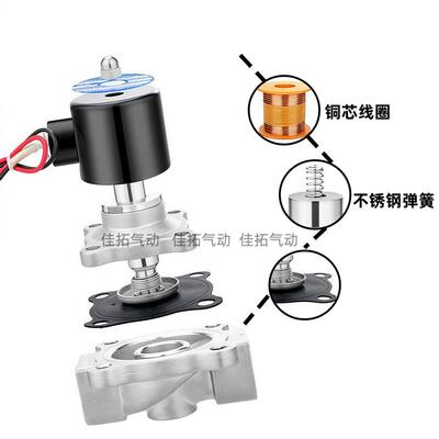 新款304不锈钢电磁开关阀常闭2w4分气阀220v24v6分dn15dn包邮