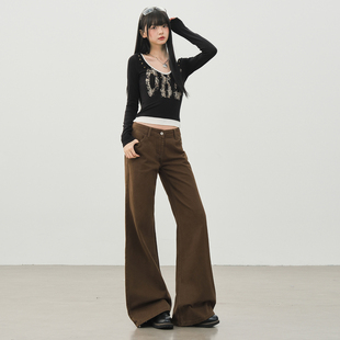 复古显瘦不贴腿百搭拖地裤 TRYOLO 女美式 微喇牛仔裤 子 日落沙丘