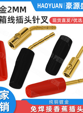 纯铜镀金发烧2毫米老音箱线插头