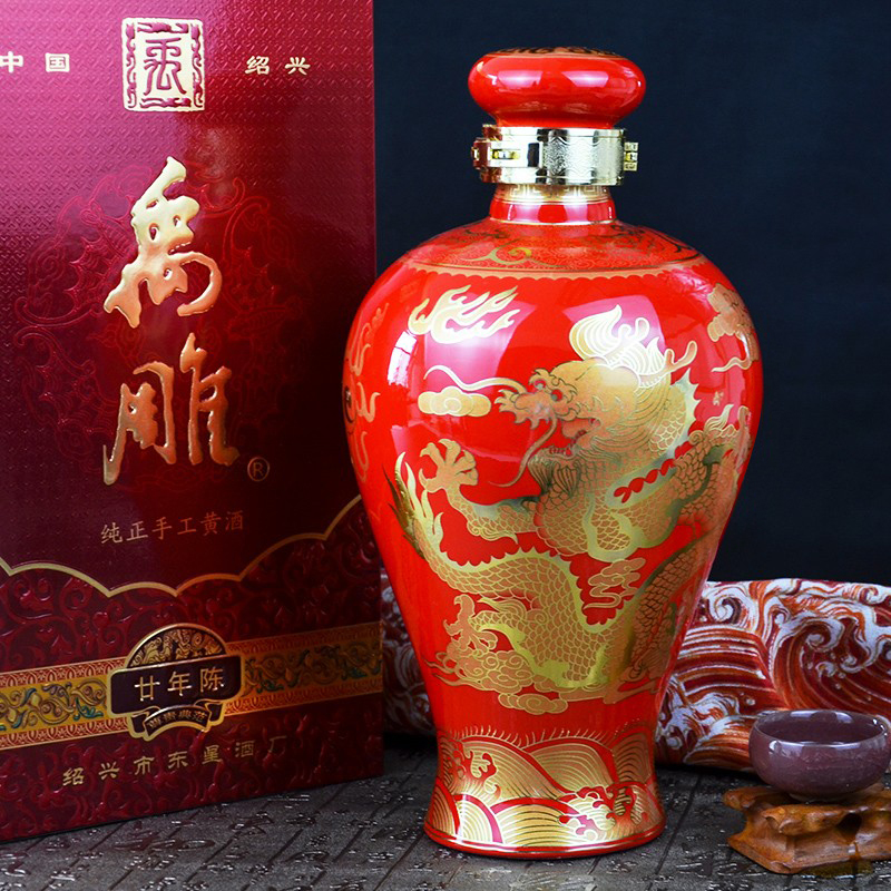 水乡春绍兴特产黄酒酿制金龙瓶