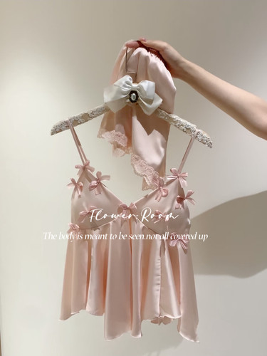 Flower Room花漾甜梦*法式少女蕾丝吊带女夏季新款纯欲性感家居服