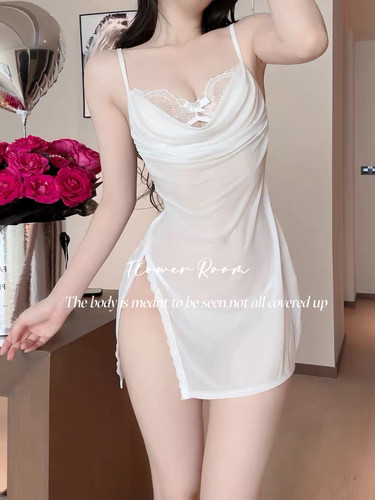 Flower Room若隐若现*独特绝美性感睡衣女情调战袍蕾丝吊带睡裙夏