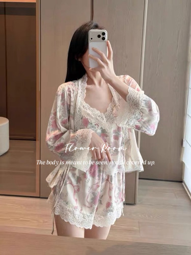 Flower Room香榭玫瑰*冰丝睡衣女夏季性感2026新款纯欲家居服套装
