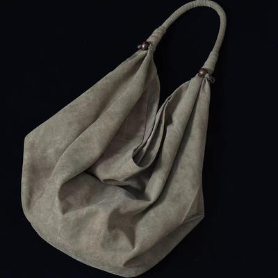 新中式【流浪者】肌理做旧复古棉麻腋下大容量通勤旅行包袋电脑包