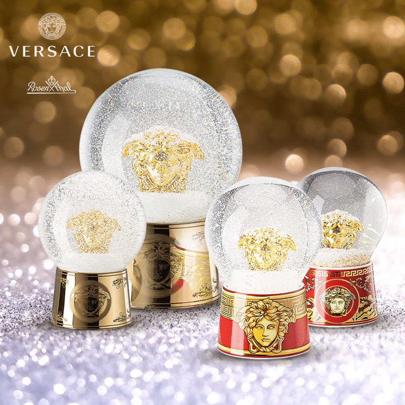 范思哲rosenthal meets versace正品进口美杜莎像章玻璃雪球