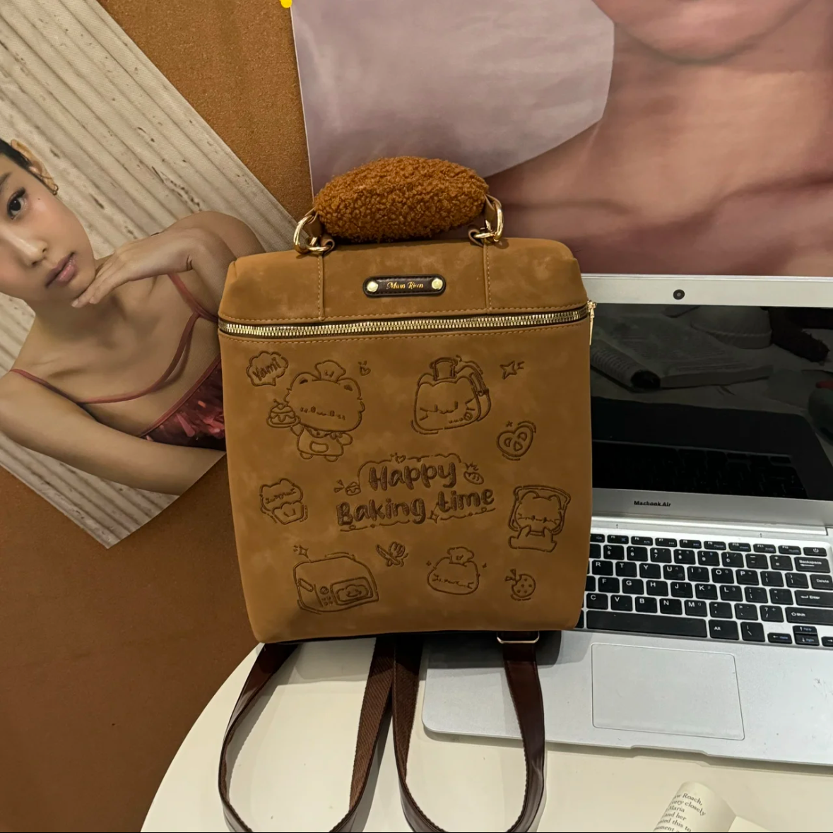 韩国复古学院风双肩包包女2025冬新款多功能背包通勤百搭手提书包