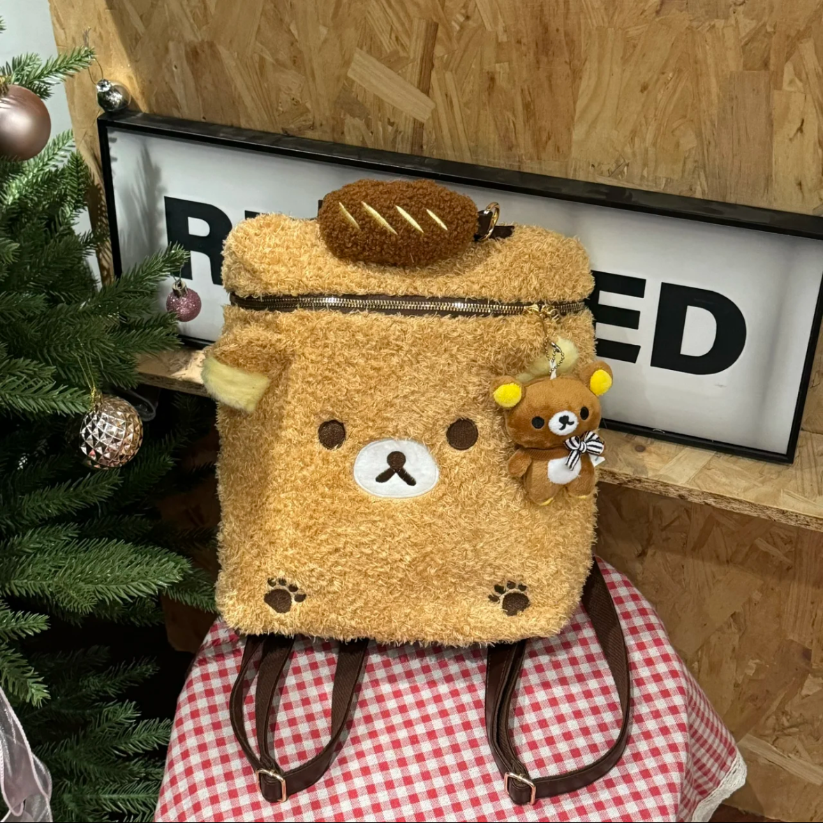 卡通可爱毛绒小熊双肩包包女