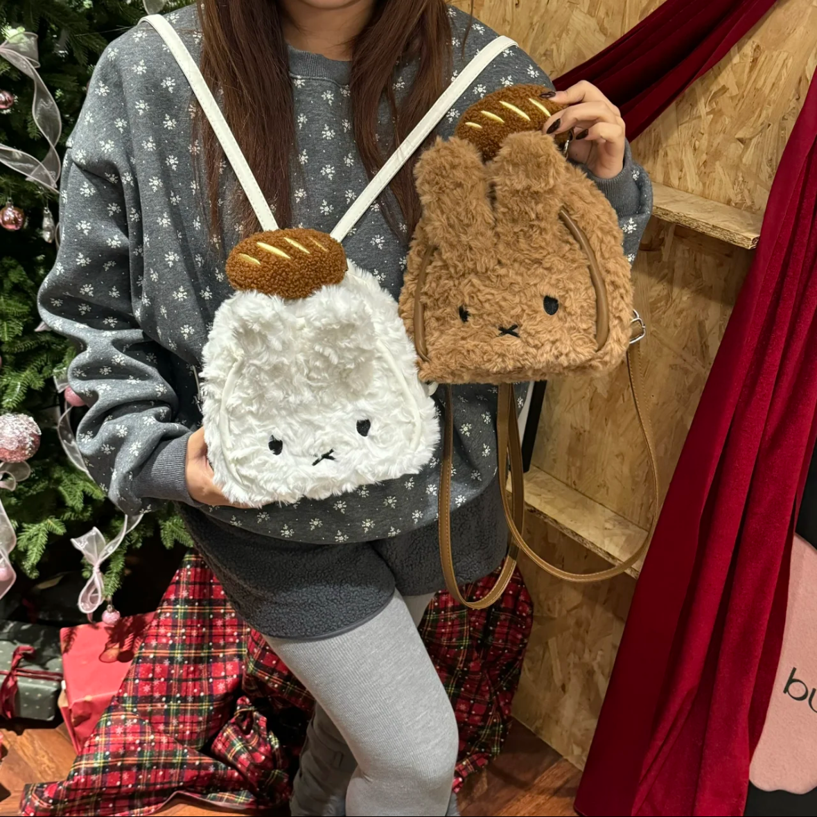 卡通可爱毛绒斜挎包包女