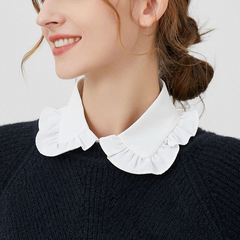秋冬假衣领娃娃领女时尚百搭木耳花边假领子毛衣装饰领雪纺衬衫领