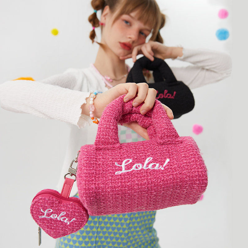 LOLADESIGN软呼呼毛呢波士顿包