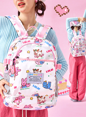 LOLA DESIGN像素书包女大学生双肩包少女ins原创小众女生初中背包
