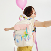LOLA DESIGN花花双肩包 可爱书包初中女生小众大容量高中双肩背包
