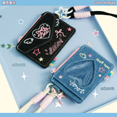 LOLA DESIGN天使牛仔卡包 可爱卡通小零钱包礼物校园卡学生证件包