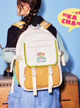 LOLA DESIGN像素挂件双肩包 可爱书包女大学生初中高中生电脑背包