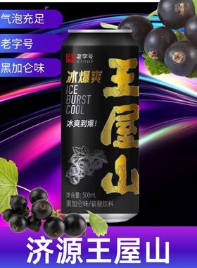 王屋山黑加仑冰爆爽黑加仑大白桃碳酸饮料500ml*12罐定制包装包邮
