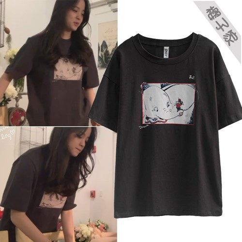 欧阳娜娜同款短袖T恤吴昕小红书小象印花宽松显瘦纯棉上衣情侣装|msdalam kategori Butik wanita / wanita, baju-T - dari Buy2taobao.com untuk memberikan perkhidmatan ejen Taobao profesional membeli