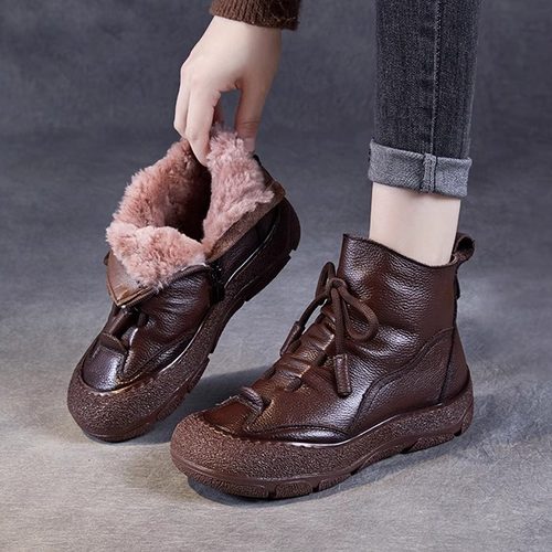 真皮雪地靴女2025冬季新款东北羊毛加厚短靴子防滑保暖休闲大棉鞋