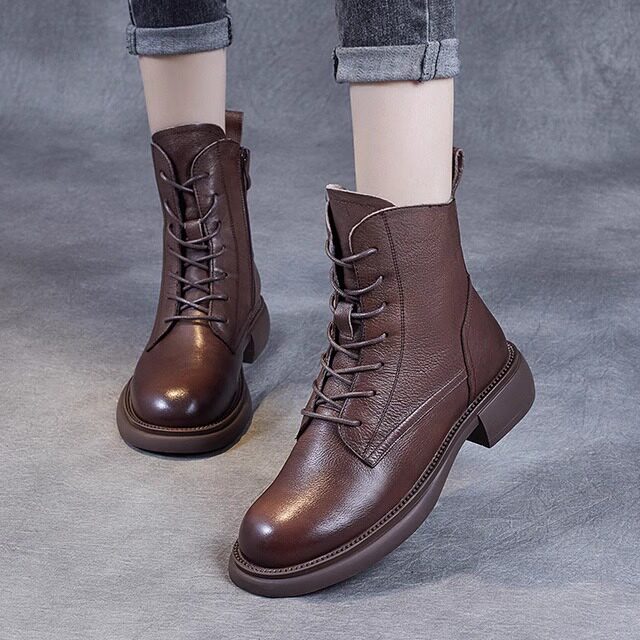 真皮马丁靴女英伦风复古新款2025秋冬加绒头层全牛皮软底大码短靴