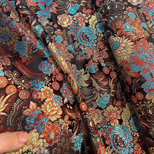 中国风旗袍童装马甲蒙古袍藏袍舞台装饰手工提花织锦缎丝绸面料