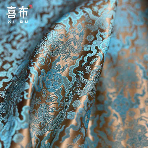 云龙纹织锦缎大褂复古装饰布料