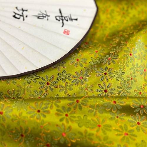 diy装饰粉绿小纹织锦缎布料复古