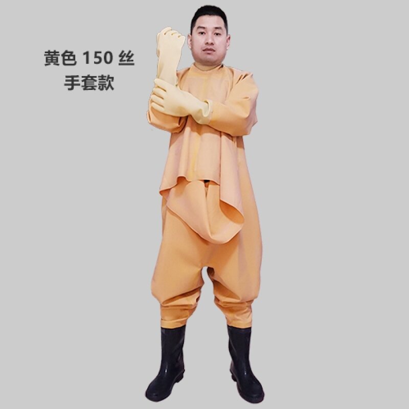 水库雨裤下水裤带全身雨鞋防水衣服水鞋半身连体男皮叉捕抓鱼加厚