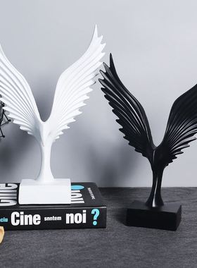 黑白色大鹏展翅老鹰北欧风摆件创意抽象办公室酒柜工艺装饰品摆设