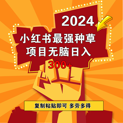 小红书超强种草项目 无脑日入300+ 复制粘帖即可 多劳多得