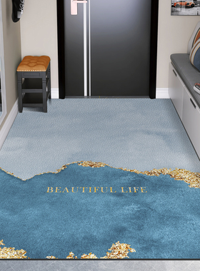 地毯门垫进门家用pvc可擦洗皮革脚垫免洗门口蓝色入户门地垫裁剪