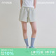 女条纹度假风五分裤 riverstone 清新松紧休闲运动短裤 夏季 plus