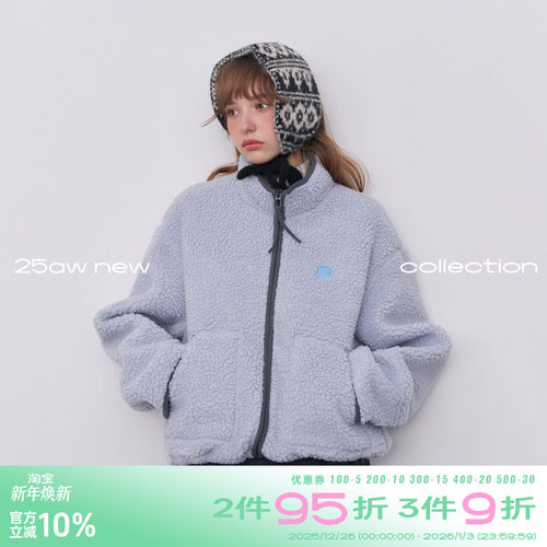 riverstone plus 多巴胺摇粒绒麂皮休闲外套女加厚立领羊羔绒上衣