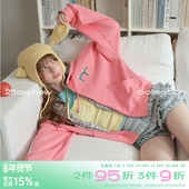 plus 格子拼接开衫 连帽卫衣女春季 riverstone 宽松慵懒针织衫 外套