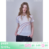 新款 riverstone 分割线收腰T恤tee 短袖 女夏季 plus 哈苏线正肩修身