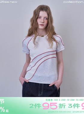 riverstone plus 哈苏线正肩修身短袖女夏季新款分割线收腰T恤tee