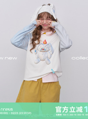 riverstone plus 蜡烛狗德绒插肩袖长袖T恤女冬季加厚宽松打底衫