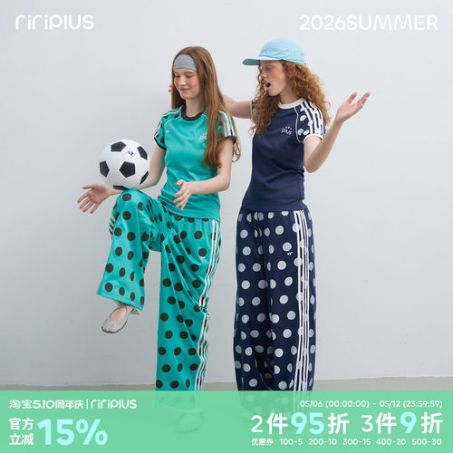 riverstone plus 少女风网格透气撞色球服T恤女百搭修身打底衫