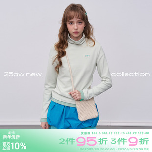 百搭加厚打底衫 T恤女冬季 上衣 plus毛茸茸高领条纹长袖 riverstone