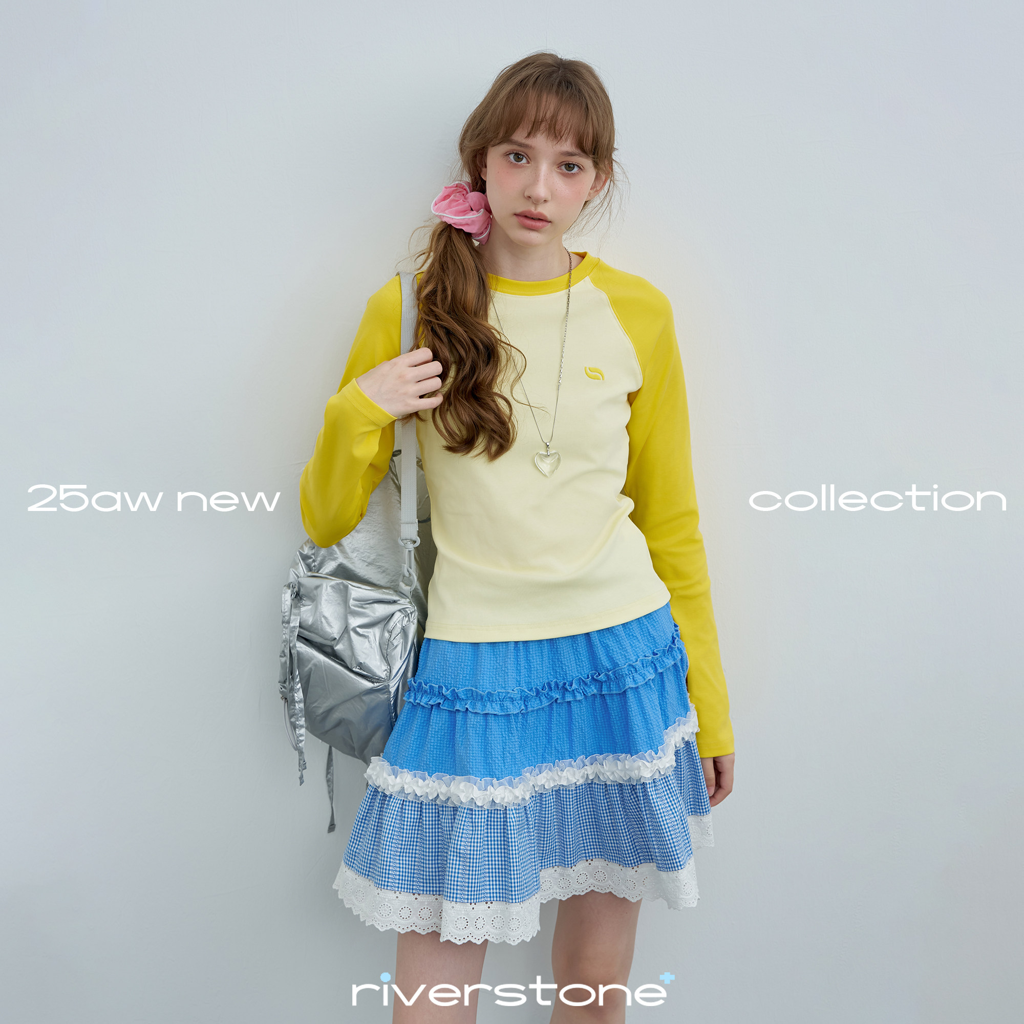 riverstone plus插肩袖撞色长袖T恤女正肩春季圆领修身打底衫上衣