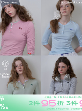 riverstone plus五分袖天丝圆领上衣女秋季正肩修身长袖T恤女